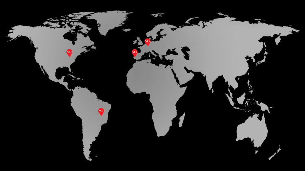 Mapa mostrando a presença global da Studyu Marketing
